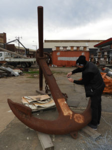 Quin's Marine anchor, awaiting painting and placement 2019